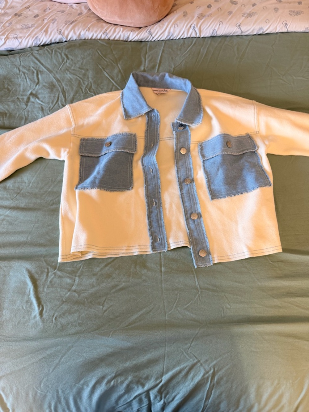 Nanette Lepore Cream Jacket with Light Blue Trim